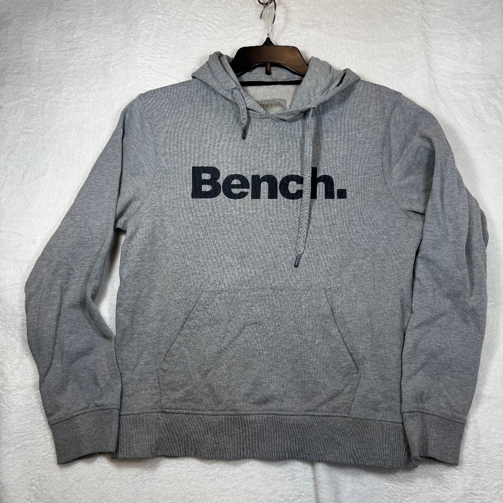 Bench Hoodie Mens Size XL Gray Pullover Pocket Spellout Casual Comfy